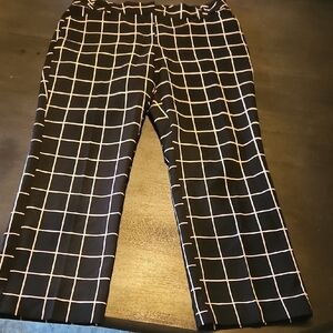 Cleo Black and White Grid Pattern Pants